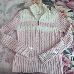 Tommy Hilfiger Pink and White Cowl Neck Sweater